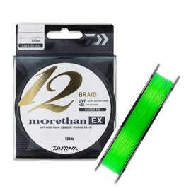 Daiwa Morethan 12 Braid EX+SI, 135 metres, 0.1mm, 7.3/16.09lbs, Lime Green, Round Braided Line, MT12B-EX+SI 0.10 135M