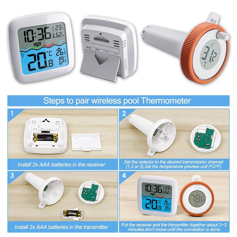 Digital Pool Thermometer, Floating Easy Read, Large Size Water Thermometer