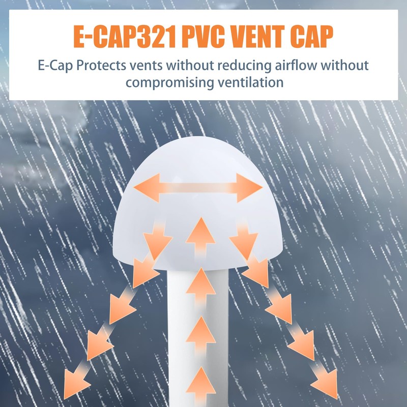 PVC Flue Pipe Roof Vent Cap for 1-1/2" 2" 3"