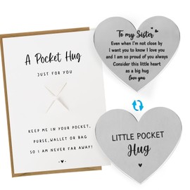 Sister Gifts from Sister Pocket Hug Sister Birthday Gifts Christmas Heart Shaped Little Pocket Hug I Love You