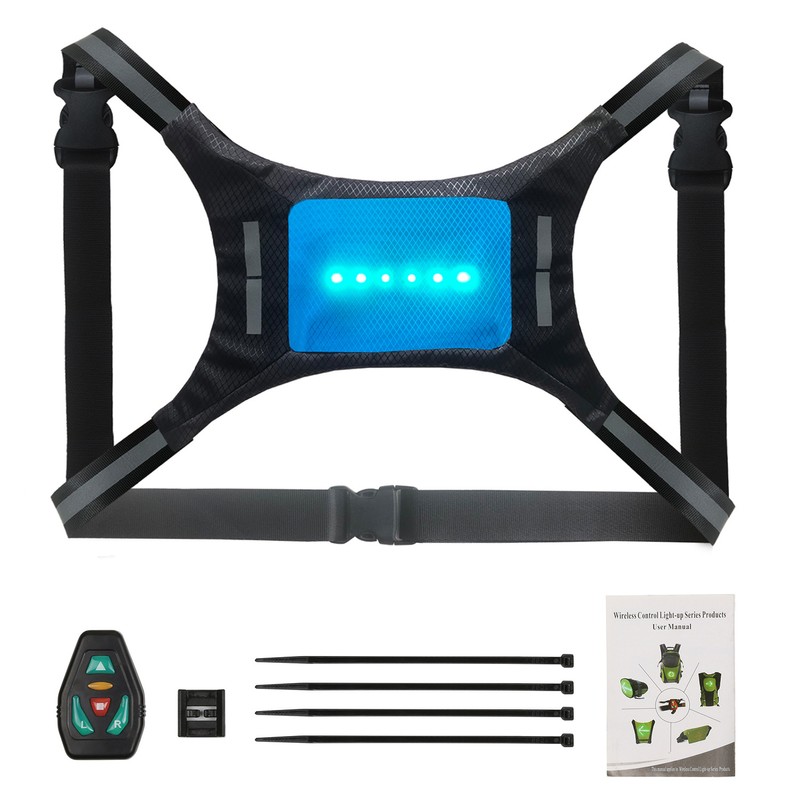 LED Reflective Vest USB Rechargeable Remote Control Turn Signal Light