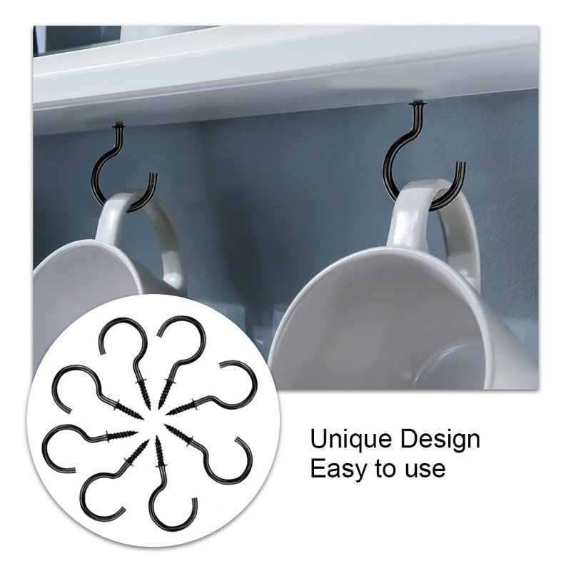 xiaozhenjida 50 Pcs Screw-in Ceiling Hooks Screw Hooks Cup Hooks