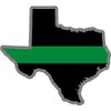 5" Texas TX Thin Green Line State Shape Flag Military Veteran Border Patrol Sticker