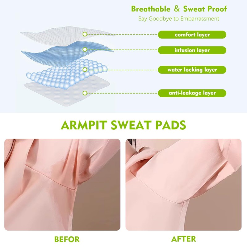 Masaei Armpit Sweat Pads for Women Men, 60Pcs Pure Cotton