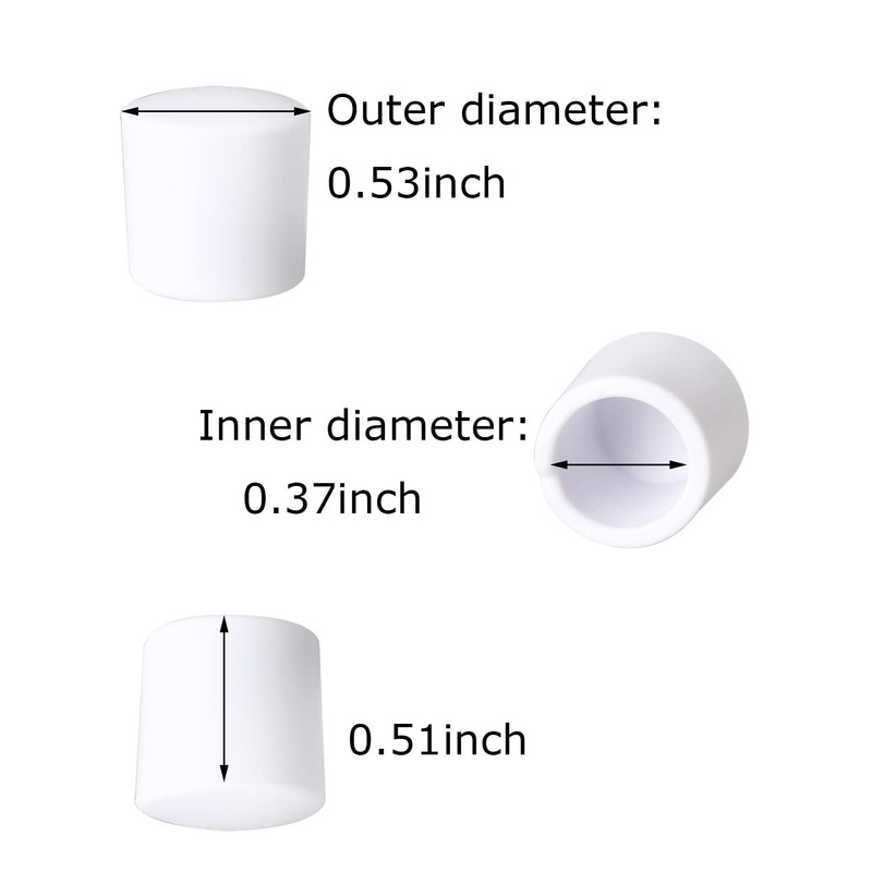 MEETOOT 10pcs Door Bumper Tips 0.4" White Door Stop Caps