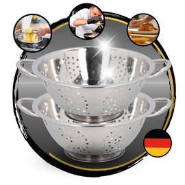 TronicXL Set of 2 Kitchen Strainers Salad Strainer Pasta Strainer Kitchen Strainer Stainless Steel Rustproof Metal Pouring