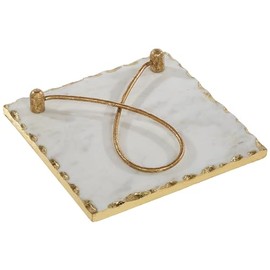 Mud Pie Gold Edge Napkin Holder, 8" x 8"