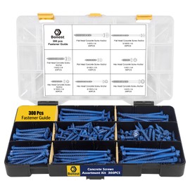 Bonost Hardware Concrete Assortment Kit 1625 Pcs- Concrete Screw Set with Assorted Nuts, Bolts, and Wood Screw (3 Trays)