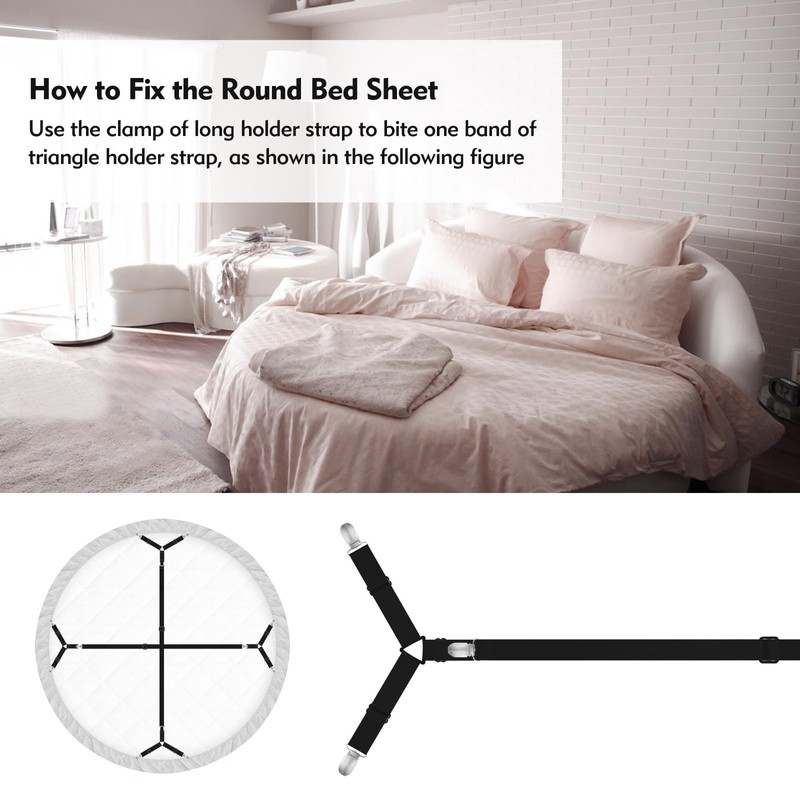Eiruseed Bed Sheet Holder Straps, 4+2 Pcs Adjustable Mattress Sheet
