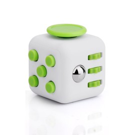 HelloGO Fidget Cube Dice Cube Stress Relief Cube 6 in 1 Relief Hand HelloGO Toy Mood Change Gift Pocket Game (White+Green)