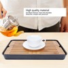 Tea Tray, Rectangular Bamboo Tea Tray with Drip Plate, Teapot,