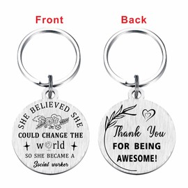 Laluminter Social Worker Gifts - Social Workers Appreciaton Keychain - Thank You for Being Awesome Gift for Social Worker