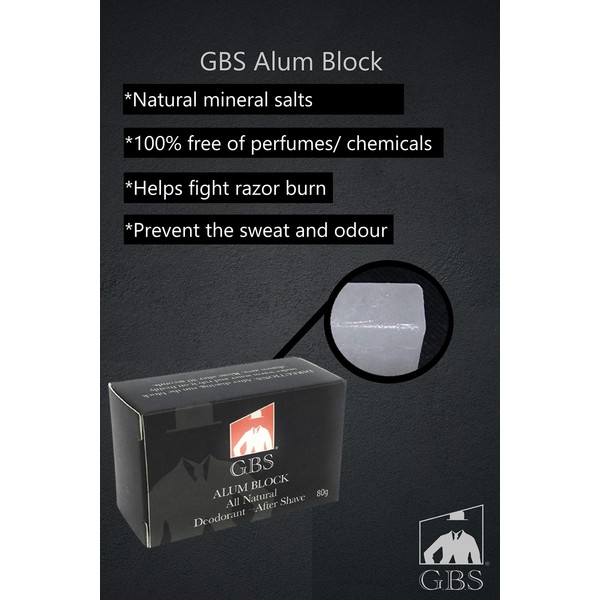 G.B.S Alum Block All-Natural Deodorant After Shave, Pack of 1