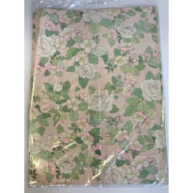 NOS 1980's Vtg Floral Light Pink Roses  Gift Wrap Paper