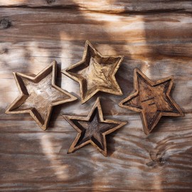 Medium Star Wood Bowl Handcrafted Star Dough Bowl