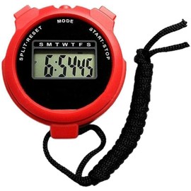 Digital Sports Stopwatch Timer, Professional Stopwatch Timer with Clock Clender Alarm, Handheld Large Display Training Stopwatch Timer for Swimming Running Football Fitness Coaches Referee (Red)