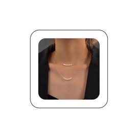 Cimenexe Bohemian Layered Pearl Choker Necklace Gold Pearl Pendant Necklace Round Pearl Chain Necklace Minimalist Pearl Necklace Jewelry for Women and Girls Gifts