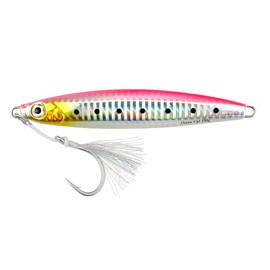 OCEAN CAT Slow Pitch Jigs Fishing Lures Sinking Lead Metal Flat Fall Jigging Baits with Hook for Saltwater Fishing, 150G/180G/220G (Pink, 180G)