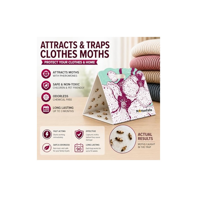Premium Clothes Moth Traps - 6-Pack Non-Toxic Protection