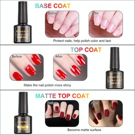Tormay Semi-Permanent Nail Polish, 39pcs Semi-Permanent LED Gel Nail Polish with Base, Shiny Top Coat and Matt Top Coat, Colorful Gel Nail Polish for Home Manicure