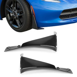 HECASA Front Bumper Lower Splitter Side Extension Winglets Compatible with 2014-Up Corvette C7 / EOS Z06 Stage 3 Style Replacement for 22922353 ABS Plastic Painted Light Gray Metallic Pair