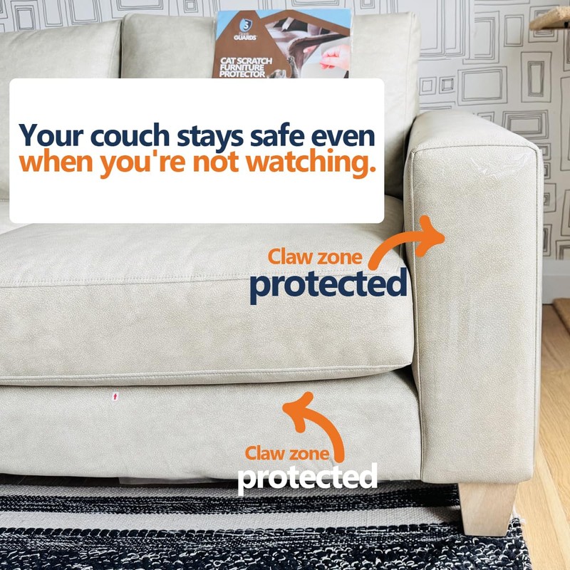 Cat Scratch Furniture Protector, 12-Pack Double-Sided Couch Protector from Cat