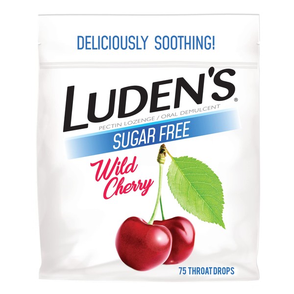 LUDEN'S Sugar Free Wild Cherry Throat Drops, Sore Throat Relief, 75 Count