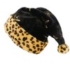 Fluffy Black Leopard Santa Hats, Black & White Deluxe Adults