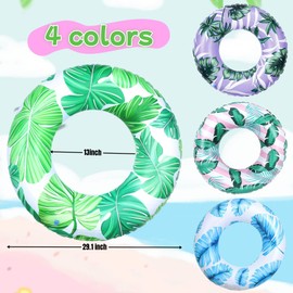 Pool Float for Swimming Pool, Inflatable Swim Tube Floaties for Teens Adults Tropical Leaf Printed Swim Ring Pool Party Decoration (Green)