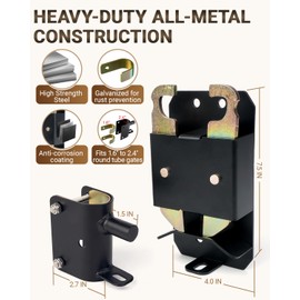 Toplamper 2 Way Farm Gate Latch, Heavy-Duty Fence Gate Latch with Self-Locking Nut, Black Livestock Gate Latch Compatible with Horse Corrals, Farms, Pastures, Stables, Ranches