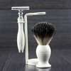 Shaving Gift Set with Shaver, Black Badger Brush and Stand,