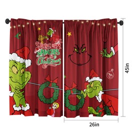 Cuteiush Christmas Window Decor 2 Panels Set 28'' L X 45'' W Curtains Valance for Bedroom Red