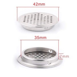 Senrise 2 Pcs Stainless Steel Round Air Vent Grille for Kitchen Bathroom Cupboard Wardrobe Shoe Cabinet 35mm