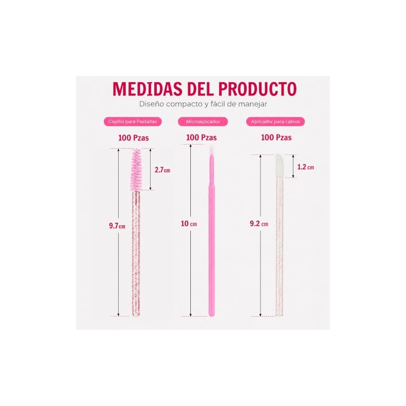 300 Piezas Cepillos para Pestañas y Aplicadores de Labial