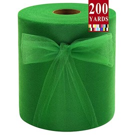 Emerald Green Tulle Fabric Rolls 6 Inch by 200 Yards (600 feet) Fabric Spool Tulle Ribbon for DIY Emerald Green Tutu Bow Baby Shower Birthday Party Wedding Decorations Craft Supplies