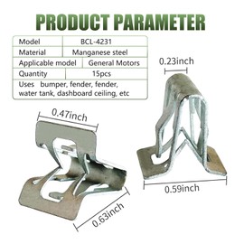 Civwesi 15 PCS Car Interior Center Console Dashboard Fastening Buckle, Alloy A-Pillar Liftgate Trim Panel Retainer 0.47" x 0.59" x 0.63" U-Shaped Trim Scuff Plate Clip, Fixing Parts (Silver)