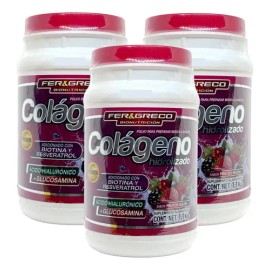 Colágeno Hidrolizado Glucosamina Biotina Frutos Rojos 3 Pzs Frutos Rojos