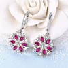 YL Snowflakes Earrings Sterling Silver Dangle Drop Earrings Created Ruby