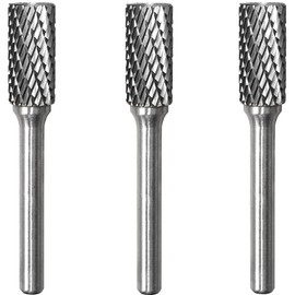 KOTVTM Carbide Burr SB-3 Die Grinder Bits Tungsten Double Cut Burr Bits (3/8" Cutter Dia X 0.79" Cutter Length) with 1/4" (6.35mm) Shank for Die Grinder Bits Metal Grinding Drilling Polishing (3pcs)