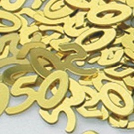 Age 50/50th Wedding Anniversary Gold Metallic Table Confetti