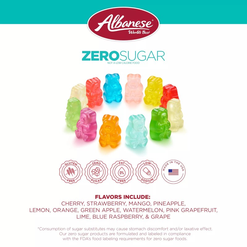 Albanese 12 Flavor Zero Sugar Gummy Bears 3.5 Ounce Pack