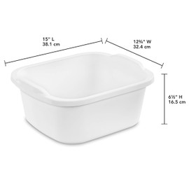 Tribello Tribello Plastic Wash Tub Dishpan Basin and Foot Bath for Soaking Feet, Laundry Hand Wash Bucket, Dish Pans for Washing and Storage Cleaning Supplies - 12 Quarts - Heavy Duty - Made in USA (White)