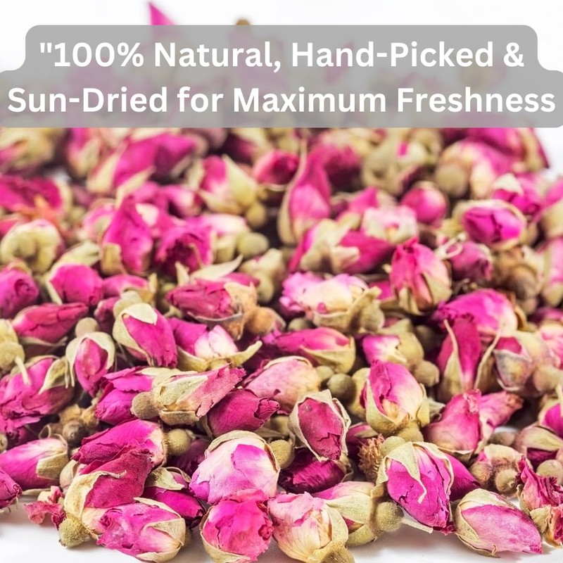 Premium Dried Rose Buds 50g– 100% Natural Edible Rosebuds for