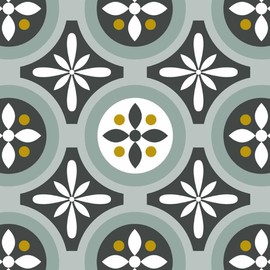 Draeger Paris - Tile Stickers for Wall Tiles - Ideal for Kitchen and Bathroom - Set of 6 Square Stickers with Floral Motifs - Water Green 15 x 15 cm