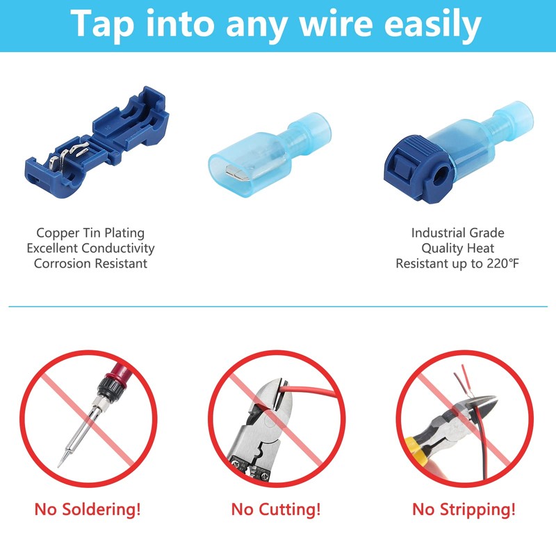 120 Pcs Quick Splice Wire Terminals, Male & Female Blue