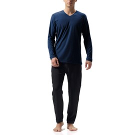 DAVID ARCHY Mens Pajamas Set Cotton Soft Sleepwear Long Sleeve Top & Bottoms PJs