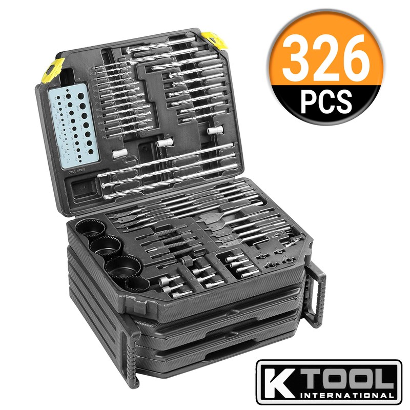 K Tool International 10330 Automotive Plastic/Steel/Wood Premium Drill Bit/Accessory Set