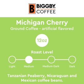 BIGGBY® Michigan Cherry Flavored Ground Coffee, 12oz Bag, Medium Roast