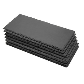 GHYTMTHOT 6 Pack 12 x 5.5 Inch Slate Cheese Board Slate Charcuterie Boards Slate Board, Individual Stone Plates for Cheese Meat Appetizers, Set of 6