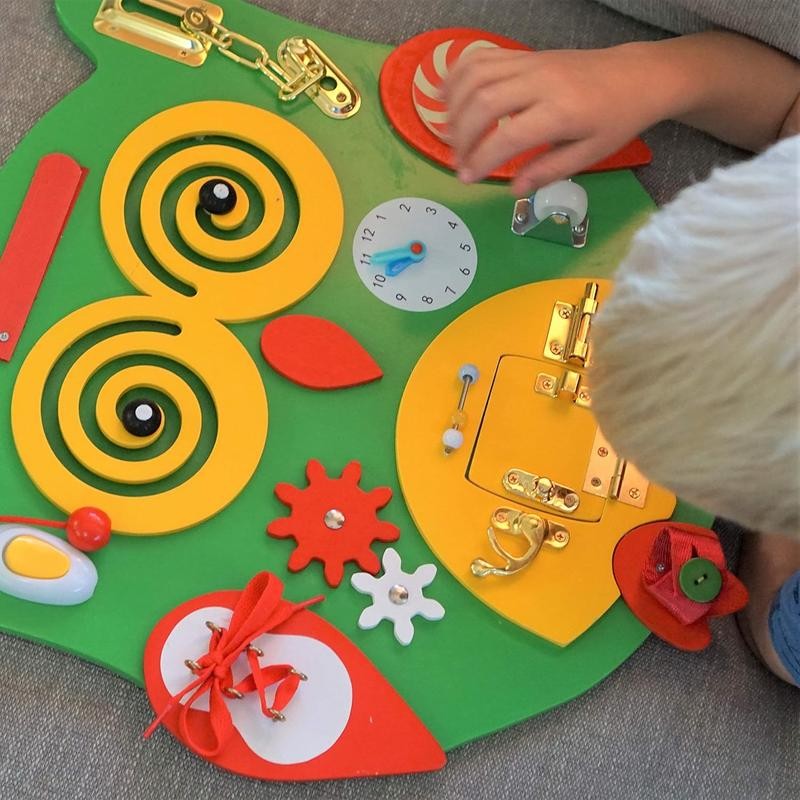 SENSORY4U Owl Sensory Wooden Activity Busy Board - Wood Montessori